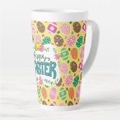 Happy Paast Colorful Easter Eggs Pattern Yellow Latte Mok (Rechterhoek)