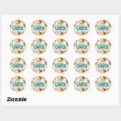 Happy Paast Colorful Easter Eggs Pattern Yellow Ronde Sticker (Vel)