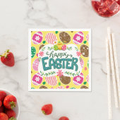 Happy Paast Colorful Easter Eggs Pattern Yellow Servet (Insitu)