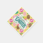 Happy Paast Colorful Easter Eggs Pattern Yellow Servet (Hoek)