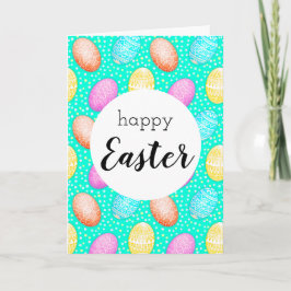 Happy Paast Colorful Egg Pattern Greeting Kaart