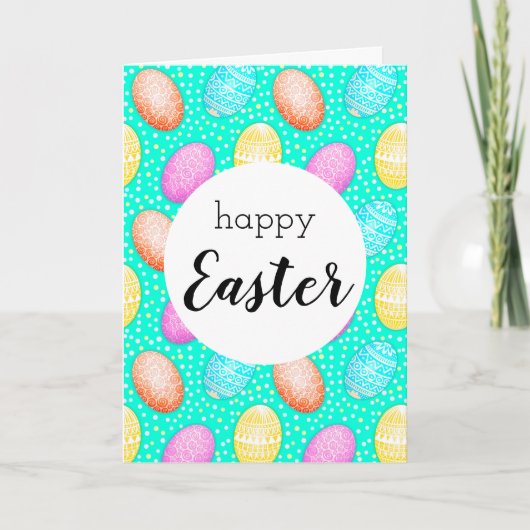 Happy Paast Colorful Egg Pattern Greeting Kaart (Voorkant)