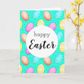 Happy Paast Colorful Egg Pattern Greeting Kaart (Gele Bloem)