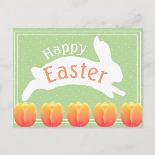 Happy Paast Colorful Tulips & Rabbit Feestdagenkaart