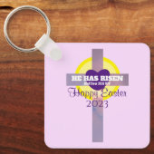 Happy Paast Cross Bijbel Verse Aangepast Jaar Paar Sleutelhanger (Voorkant)