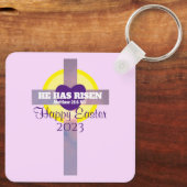 Happy Paast Cross Bijbel Verse Aangepast Jaar Paar Sleutelhanger (Achterkant)