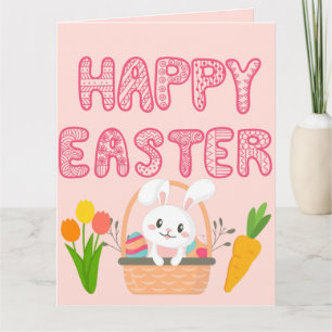 Happy Paast Cute Beauful Ester Eggs & Bunny Kaart