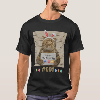 Happy Paast Cute Bunny Cat Eggs Basket Mannen Vrou T-shirt