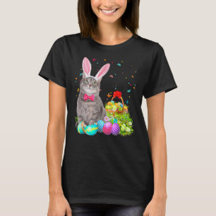 Happy Paast Cute Bunny Cat Eggs Basket Mannen Vrou T-shirt