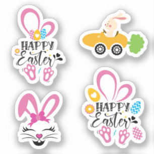 Happy Paast Cute Bunny met Collectie Pack voor eie Sticker
