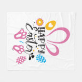 Happy Paast Cute Bunny met paaseieren Fleece Deken (Voorkant (Horizontaal))