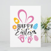 Happy Paast Cute Bunny met paaseieren Kaart (Staand voorkant)