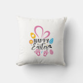 Happy Paast Cute Bunny met paaseieren Kussen (Voorkant)