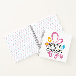 Happy Paast Cute Bunny met paaseieren Notitieboek