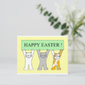 Happy Paast Cute Cartoon Cats Feestdagenkaart (Staand voorkant)