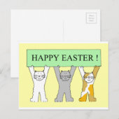 Happy Paast Cute Cartoon Cats Feestdagenkaart (Voorkant / Achterkant)
