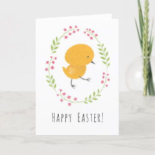 Happy Paast Cute Chick Floral Egg Wreatcard Feestdagen Kaart