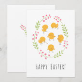 Happy Paast Cute Chicks Floral Egg Wreatcard Feestdagenkaart (Voorkant / Achterkant)