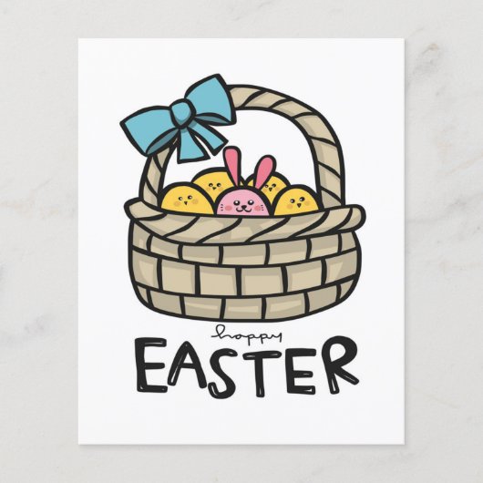 Happy Paast Cute Eggs-mandje | Rabbit Bunny Eggs Flyer (Voorkant)