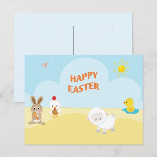 Happy Paast Cute Farm Animals Briefkaart (Voorkant / Achterkant)