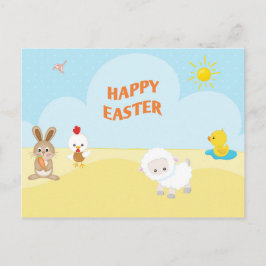Happy Paast Cute Farm Animals Briefkaart