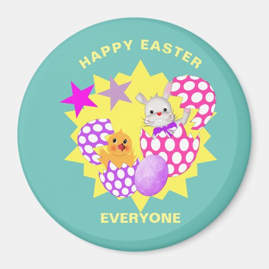 Happy Paast Cute Kinder Party Magneet (Voorkant)