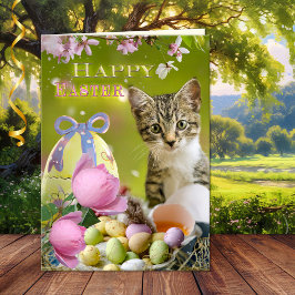 Happy Paast Cute Kitten Wenskaart Kaart