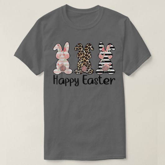 Happy Paast Cute Leopard Bunnies Easter Matching T-shirt (Design voorkant)