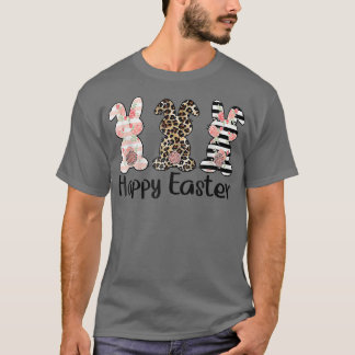 Happy Paast Cute Leopard Bunnies Easter Matching T-shirt