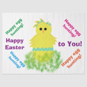 Happy Paast Cute Yellow Blue Chick Greing Tissuepapier