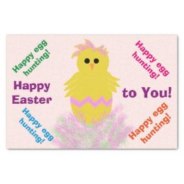 Happy Paast Cute Yellow Pink Chick Greing Tissuepapier