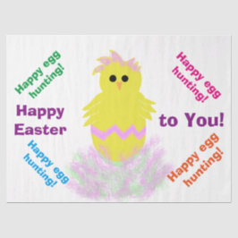 Happy Paast Cute Yellow Pink Chick Greing Tissuepapier