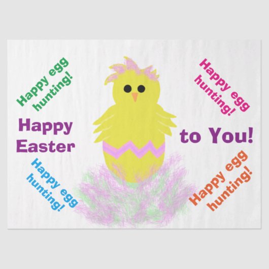 Happy Paast Cute Yellow Pink Chick Greing Tissuepapier (Voorkant)