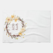 Happy Paast Daffodils Floral Wreate Theedoek (Horizontaal)