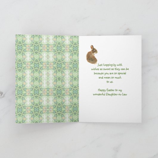 Happy Paast Daughter-in-Law Bunny Rabbit Feestdagen Kaart (Binnen)