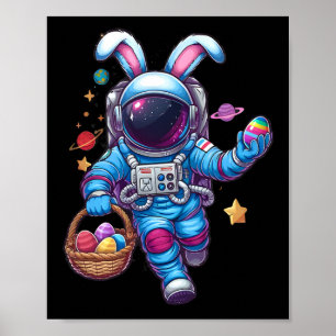 Happy Paast Day Bunny Egg Astronaut Space Boys Gi Poster