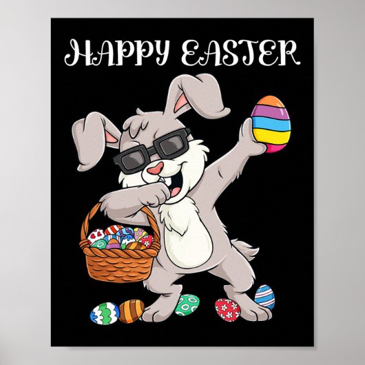 Happy Paast Day Dabbing Rabbit Eggs Toddler Boys Poster (Voorkant)