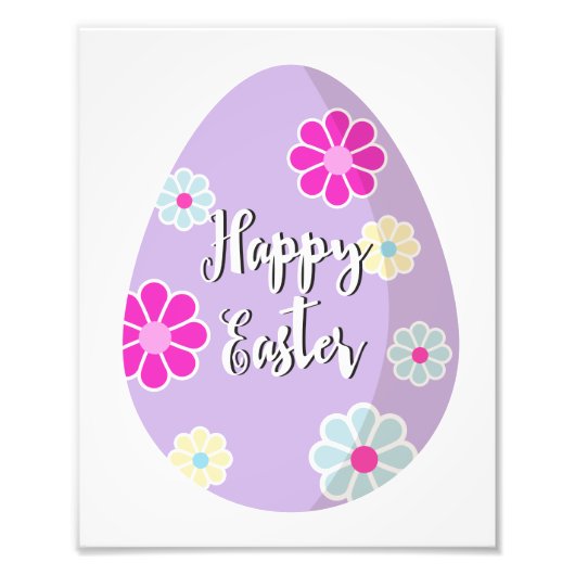 Happy Paast Decorated flower Egg Illustratie Foto Afdruk (Voorkant)