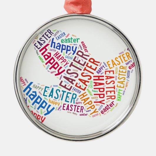 Happy Paast Dove Greep Text Metalen Ornament (Voorkant)