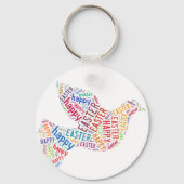 Happy Paast Dove Greep Text Sleutelhanger (Voorkant)