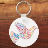 Happy Paast Dove Greep Text Sleutelhanger (Voorkant)