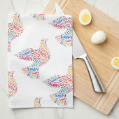 Happy Paast Dove Greep Text Theedoek (Quarter Fold)