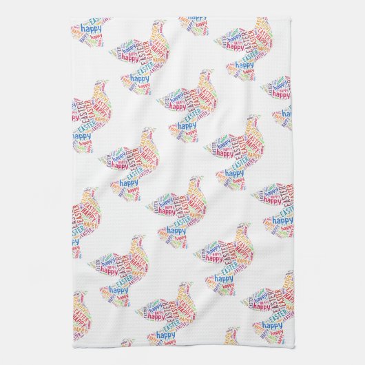 Happy Paast Dove Greep Text Theedoek (Verticaal)