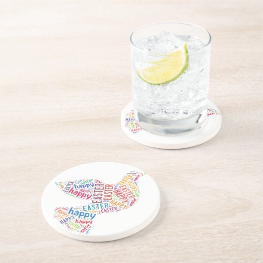 Happy Paast Dove Greep Text Zandsteen Onderzetter (Zijkant)