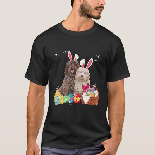 Happy Paast Drie Cockapoo die Bunny Ear Dog draagt T-shirt (Voorkant)