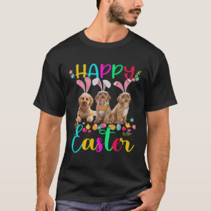 Happy Paast Drie Cockapoo die Bunny Ear draagt T-shirt