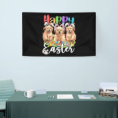 Happy Paast Drie Golden Retriever die Bunny draagt Spandoek (Beurs)