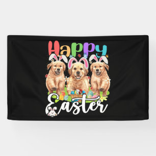 Happy Paast Drie Golden Retriever die Bunny draagt Spandoek