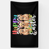 Happy Paast Drie Golden Retriever die Bunny draagt Spandoek (Verticaal)