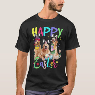 Happy Paast Drie Golden Retriever die Bunny draagt T-shirt